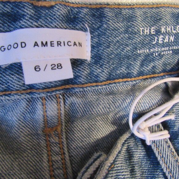$179 Good American THE KHLOE Jeans, Blue, Distressed,sz. 6 - Picture 3 of 7